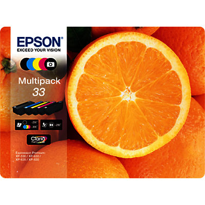 Epson Oranges T3337 Black, Photo & Tri-Colour Ink Cartridge Multipack, Pack of 5